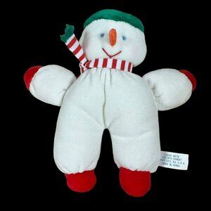 Snowman Plush Lovey Sewn Eyes Stuffed Animal Winter Christmas Vintage? *READ*